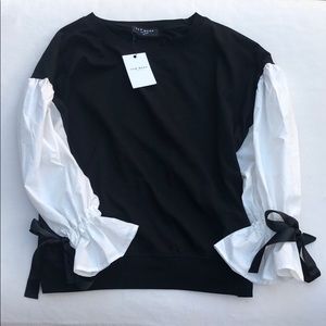 NWT Few Moda NY Black & White Top Puff Sleeves